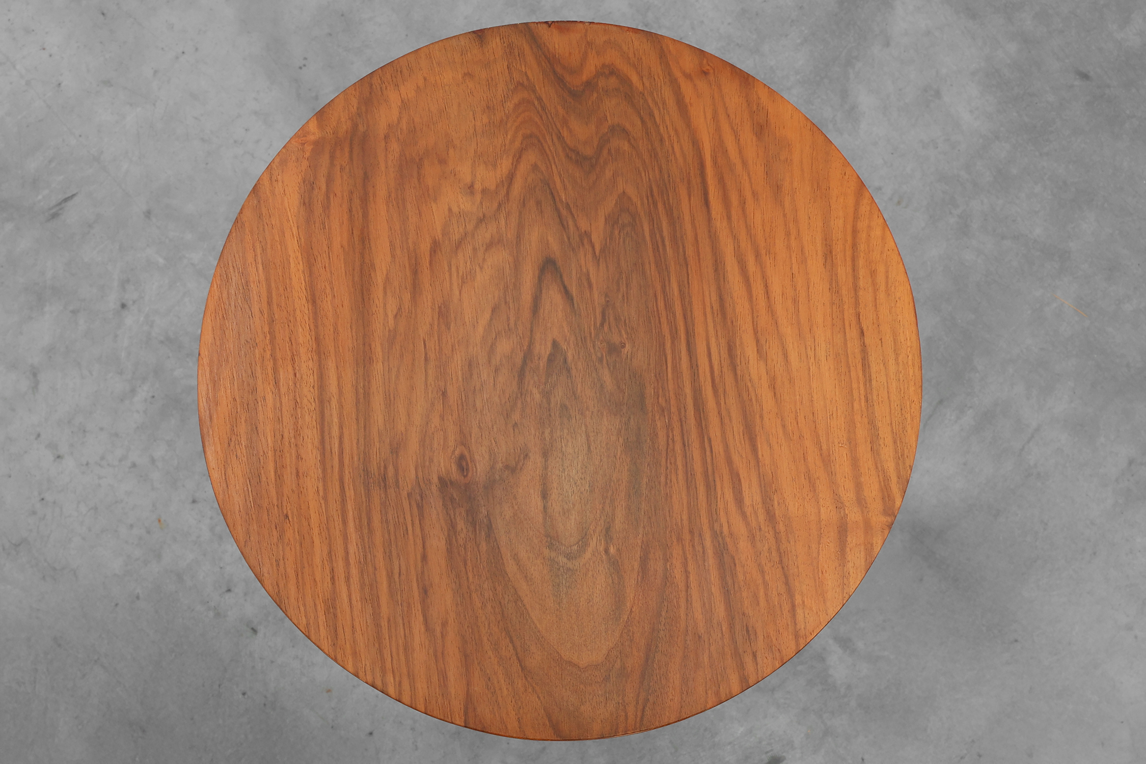 Art deco oak wooden round side table with bended leg, France 1920s  thumbnail